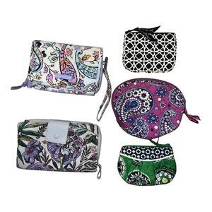 Vera Bradley Lot of 5 Wallets & Small Bags Cupcakes Green Lavender Meadow GUC